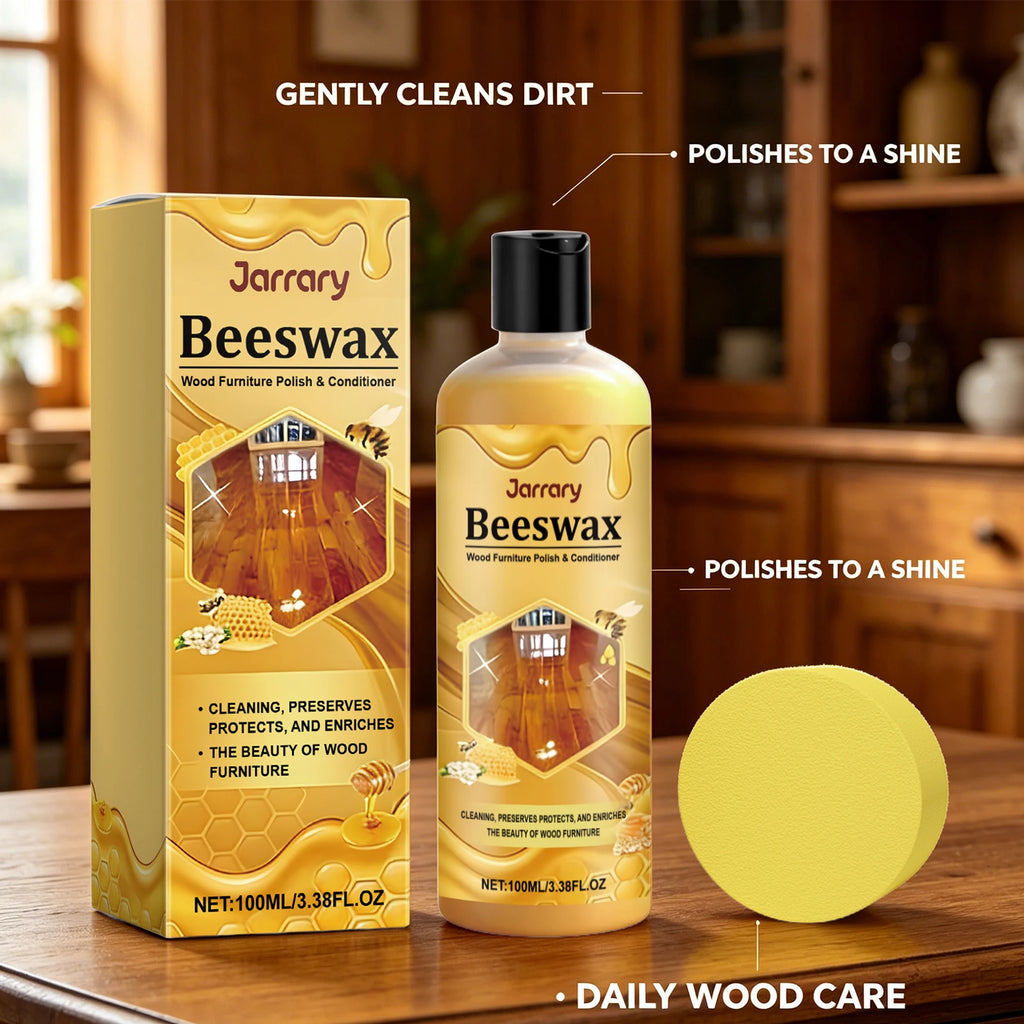 Beeswax Wood Polishing Agent with Sponge Wooden Furniture Polishing Restore Shine Protect Wooden Surfaces Beeswax Wood Care Wax Oasis Select