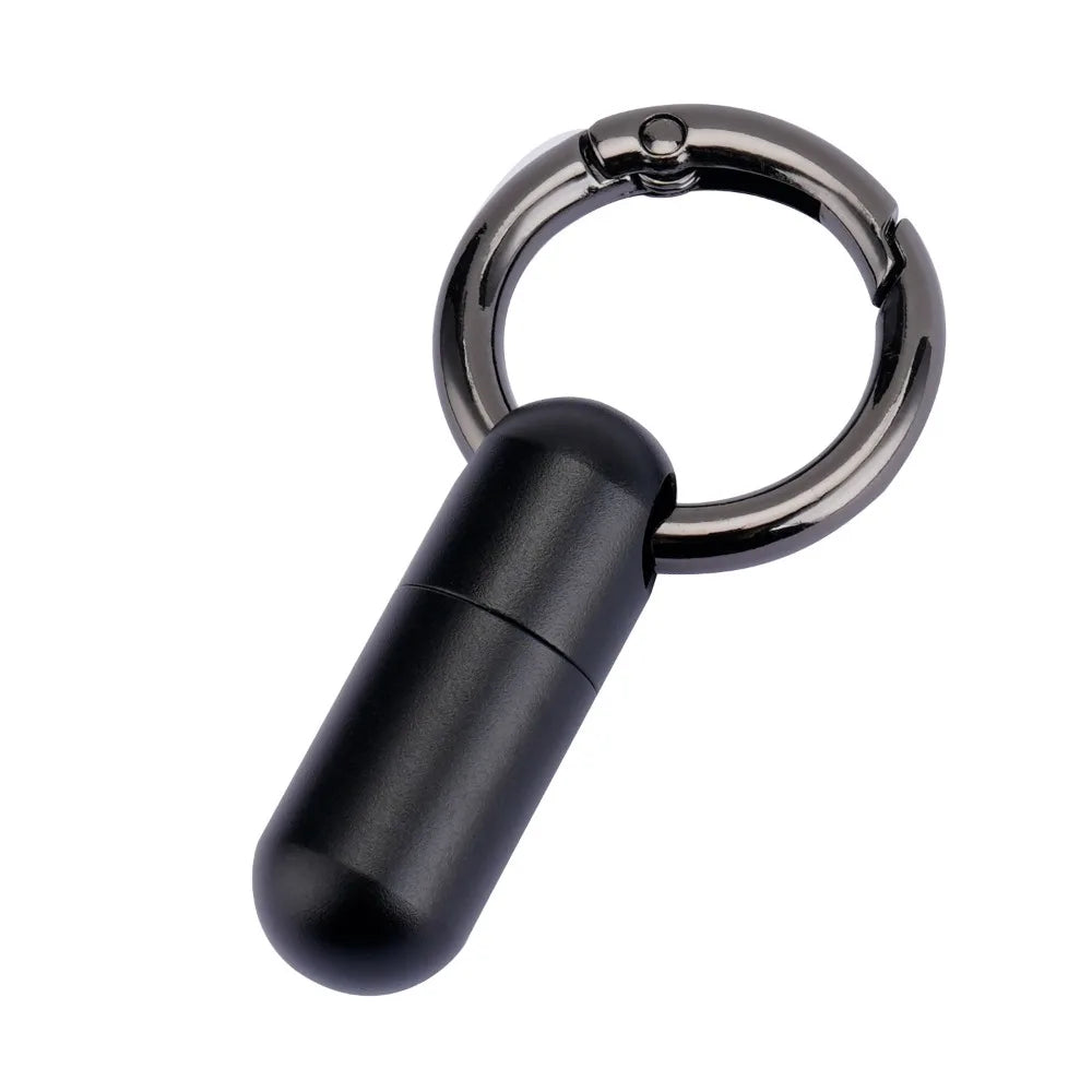 Sealed Design Pure Titanium Pill Box Keyring Attachment Ultra-light Weight Portable Pill Organizer Waterproof Anti-Rust Oasis Select Aluminum Black