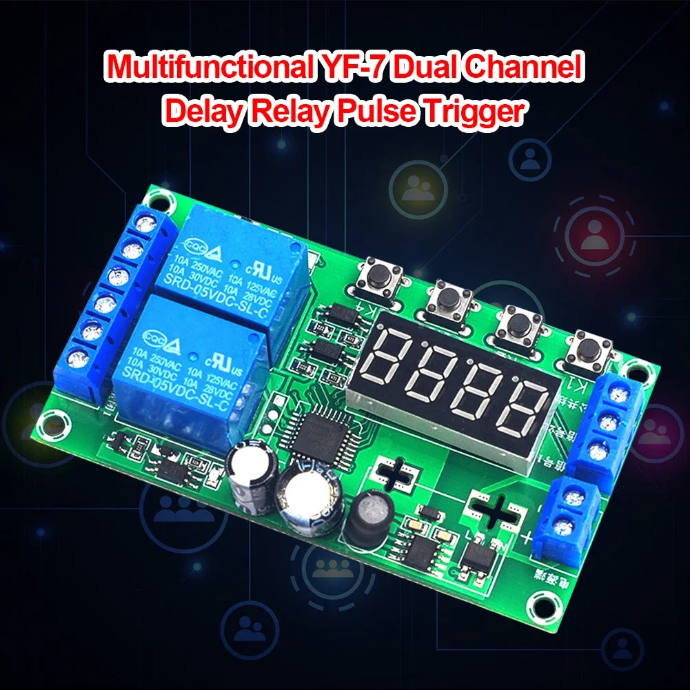 ALLOYSEED YF-7 Dual-Channel Delay Relay Module – 32 Functions Delay Relay Module Oasis Select