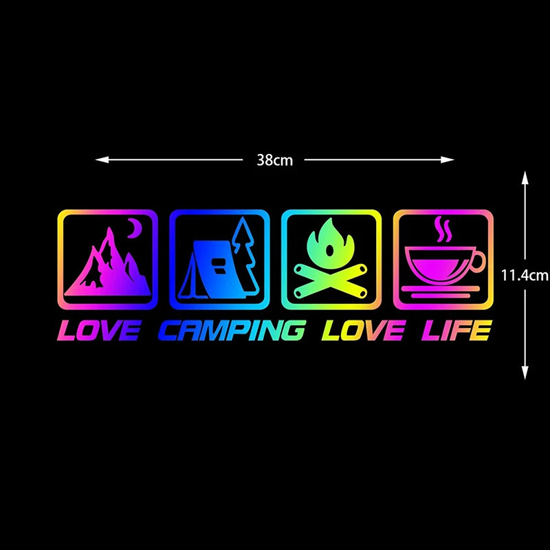 Love Camping, Love Life. Car Sticker Decoration Waterproof For Window And Bumper Stickers Of Cars, Trucks And Motorcycles Oasis Select C2