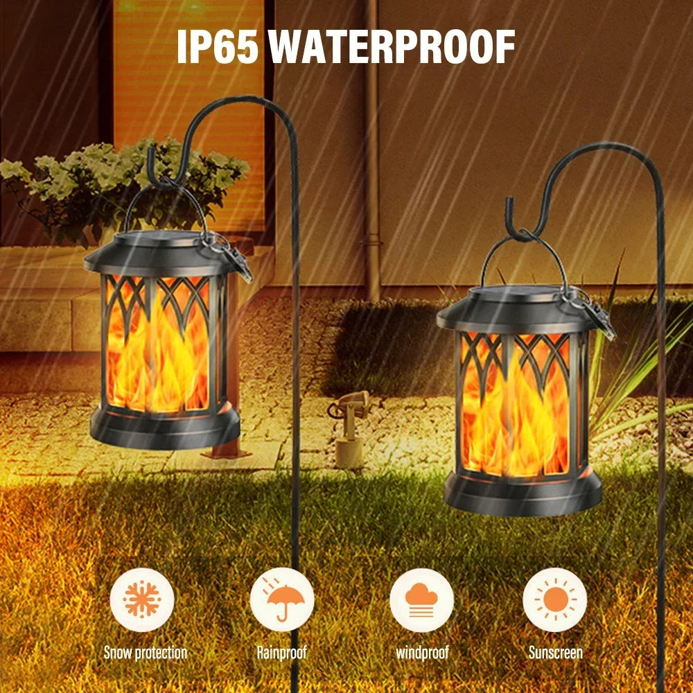 Flame LED Solar Light with Clip Outdoor Waterproof Lantern Hanging Solar Lamp Yard Landscape Torch Garden Light Oasis Select