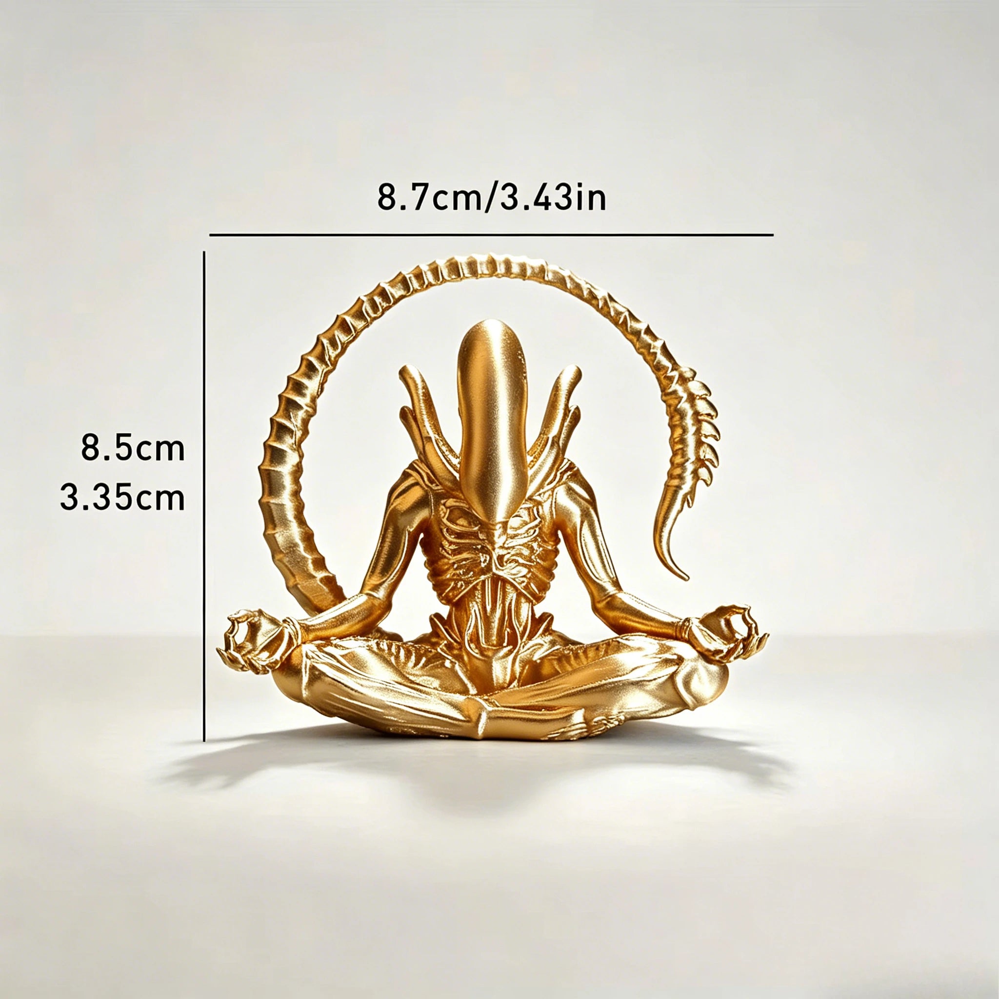Meditating Alien Figurine 3D Printed Sci-Fi Horror Statue Creative Desktop Ornament Collectible Decor Toy for Home Room Gift Oasis Select gold