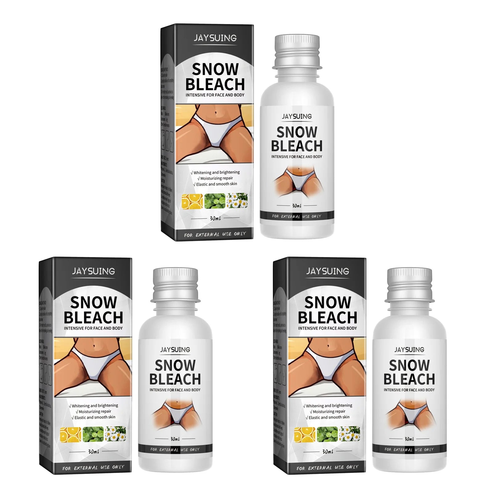 Body Snow Bleach Cream Nicotinamide Removal Dark Spot Melanin Brighten Private Parts Underarm Bleaching Armpit Elbow Knees Joint Oasis Select 3 x 30ml Boxed