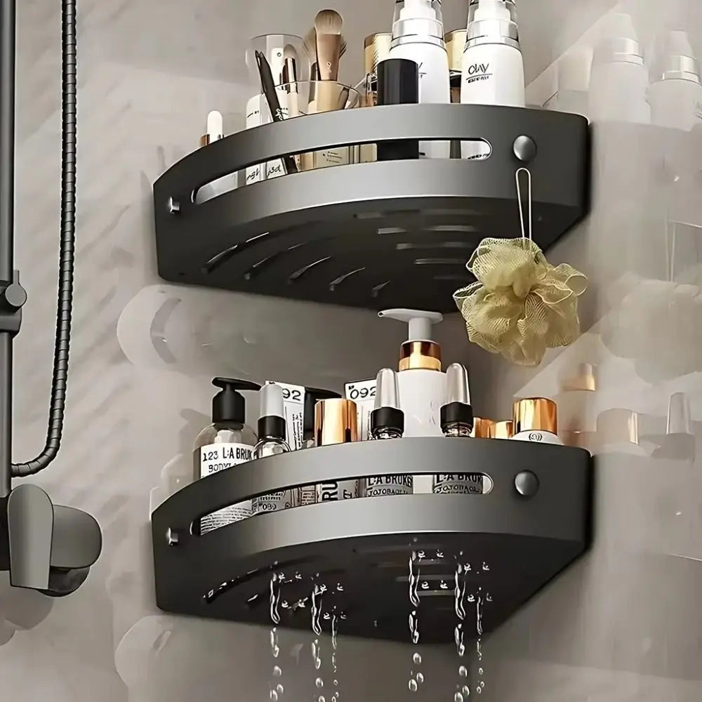 1/2/3Pcs Portable Punch-free Bathroom Shelves Wall-mounted Large Capacity Kitchen Storage Rack Triangle Save Space Shower Shelf Oasis Select