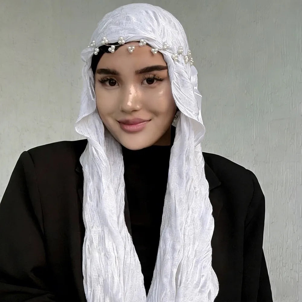High Qulaity Solid Color Silk Scarf Shining Ruffled Edge Sunscreen shawl Soft Long Chiffon Hijab Veil Outdoor Oasis Select 04