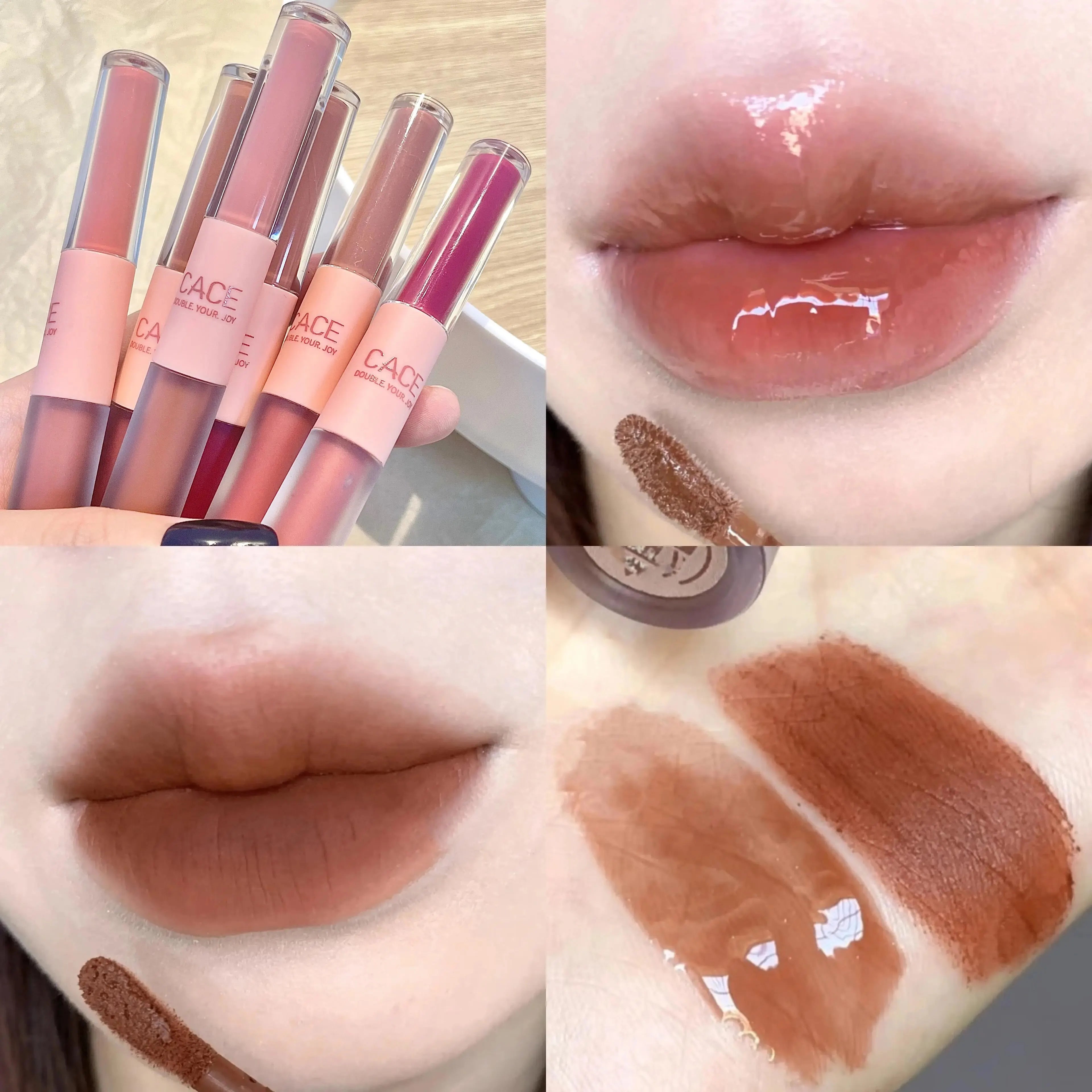 CACE Double Head Lip Gloss & Matte Lipstick | Waterproof Glaze