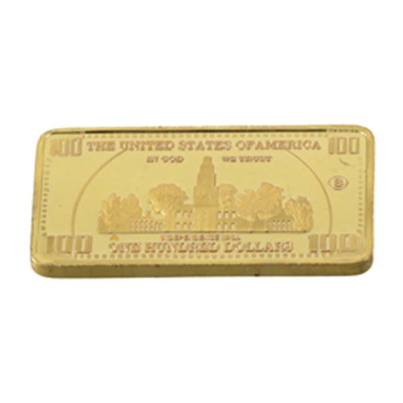 1pcs USA 100 Dollar Bullion 24k Gold Bar American Metal Coin Golden Bars USD With Gif Oasis Select