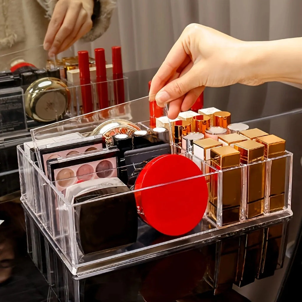 1pc Transparent Cosmetic Storage Box, Eye Shadow Color Palette and Lipstick Storage Box, Desktop Cosmetic Finishing Box Oasis Select