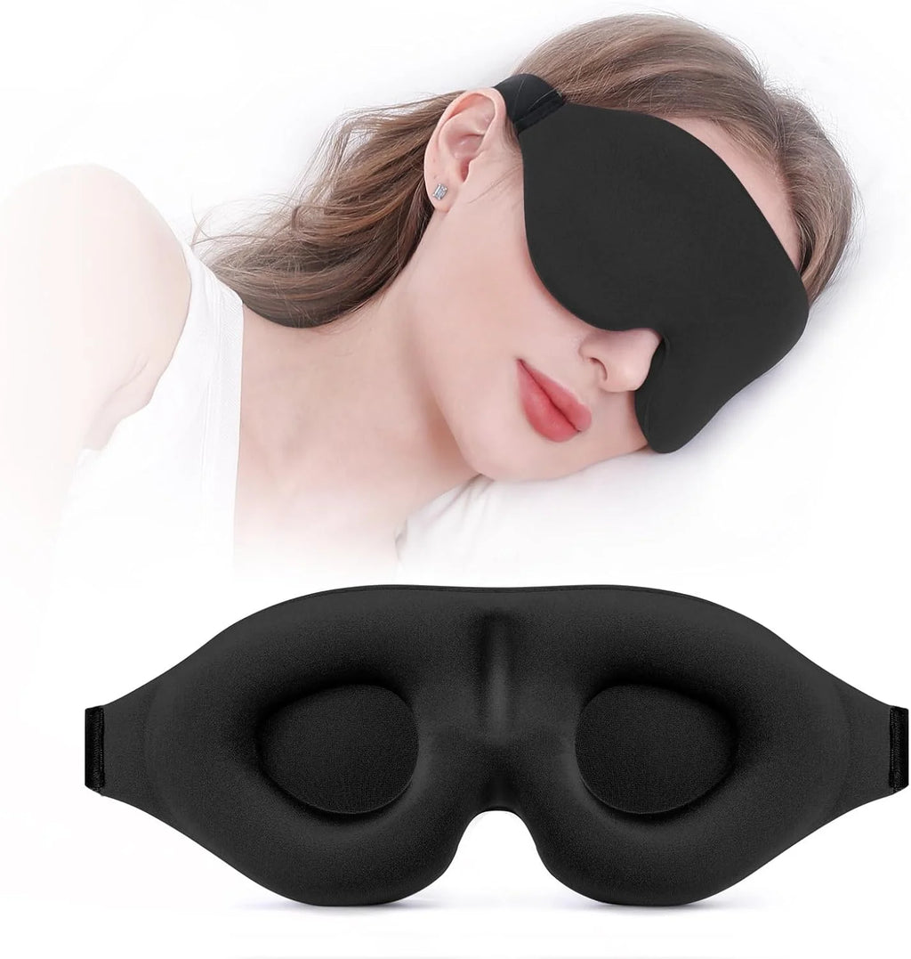 1pc Unisex 3D Sleep Mask, Light Blocking Eye Shade for Side & Supine Sleepers,Soft Breathable Polyester Eyepatch with Adjustable Oasis Select