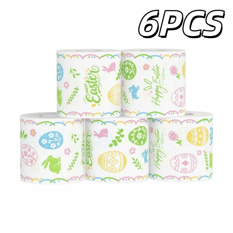 2/4/6pcs Easter Printed Toilet Paper Rolls, Fun Holiday Design 2-Ply Bathroom Tissue-Party Gift,Home Kitchen Bathroom Essential Oasis Select 6pcs
