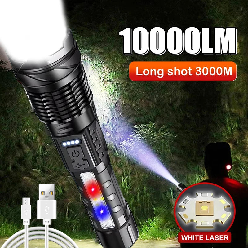 KDULIT High Power Led Tactical Flashlights Long Range Zoom Spotlight Torch Built-in Battery USB Rechargeable Camping Lamp Oasis Select