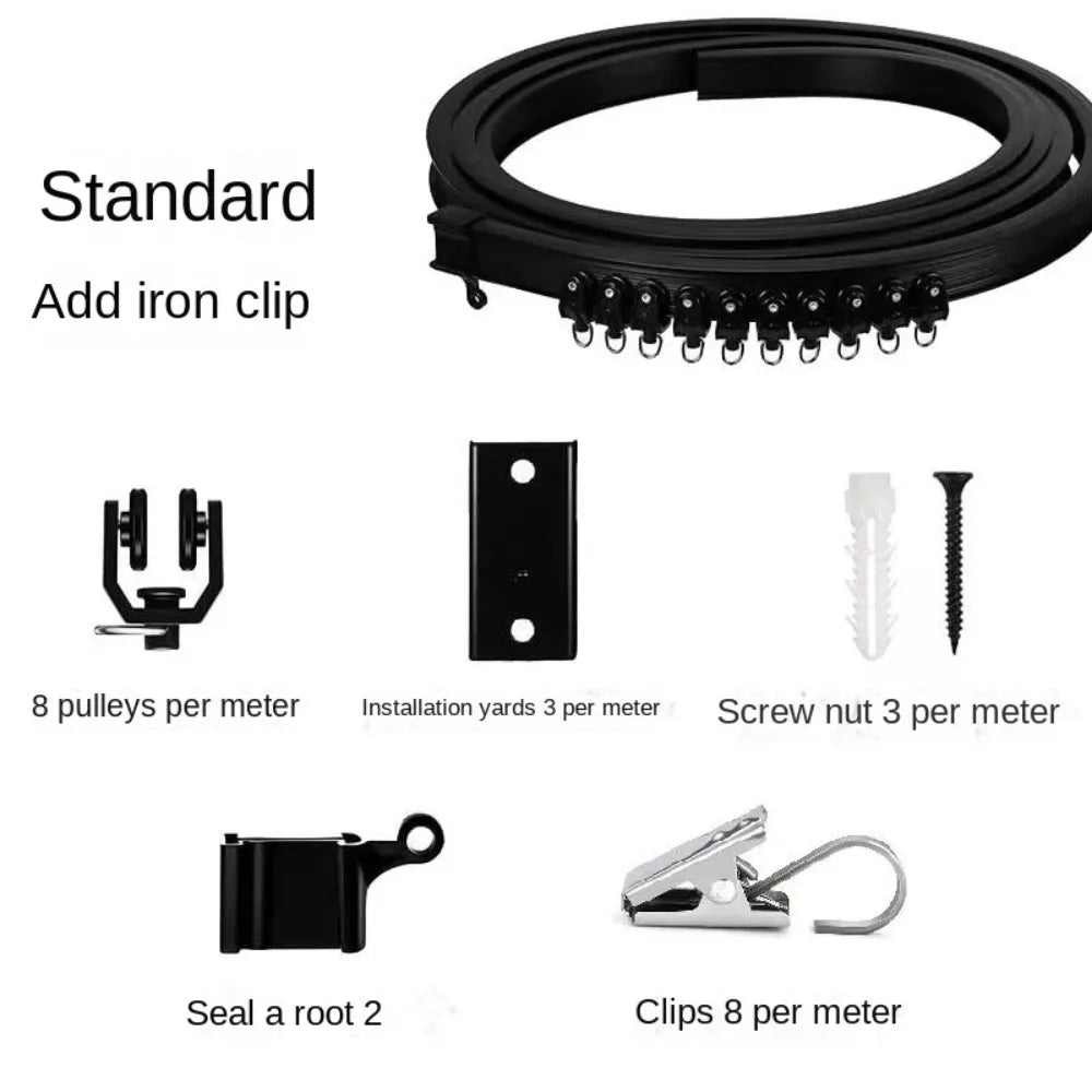 Durable 2/3 Meters Curtain Track Flexible Bendable U-shaped Curtain Slide Curtain Rail Ceiling Wall Mount Oasis Select