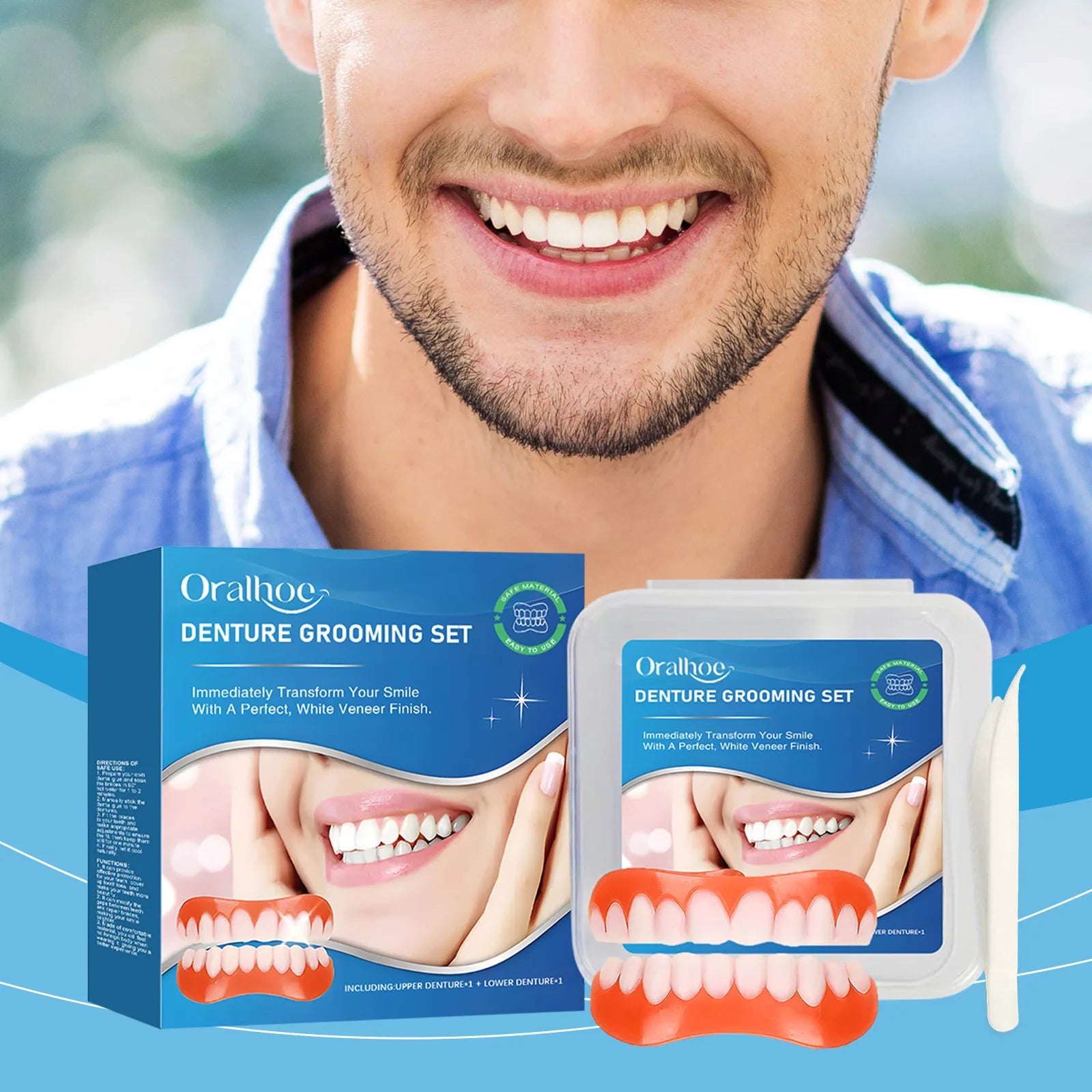 Oralhoe Silicone Snap-On Denture Kit – Upper & Lower Soft Fit Snap-On Denture Kit Oasis Select
