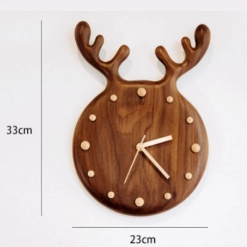 Nordic Solid Wood Table Clock Can Be Hung on The Wall Japanese Modern Ornament Clock with Simple Antlers Oasis Select C large 33cm