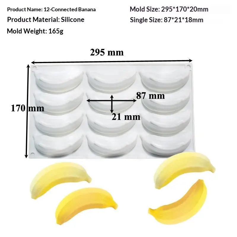 6/12 DIY Cavity Banana Mousse Cake Silicone Mold Chocolate Pudding Dessert French Pastry Baking Mold Candle Mold Oasis Select D