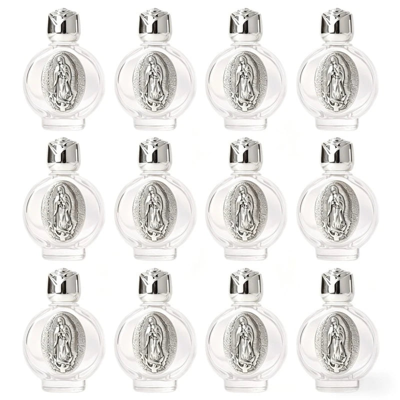 12pcs 0.5 Floz Essential Oil Bottles for Fragrance Supplement Liquid， Portable Holy Water Bottles for Church Decor Prayer Gift Oasis Select Silver