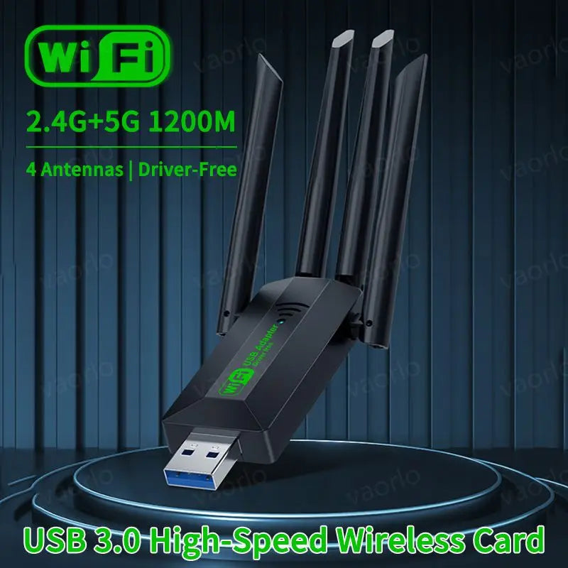1200Mbps WiFi USB Adapter Dual Band 2.4G+5Ghz Wi-Fi Dongle 4 Antenna 802.11AC USB3.0 High-Speed Wireless Card Receiver PC/Laptop Oasis Select
