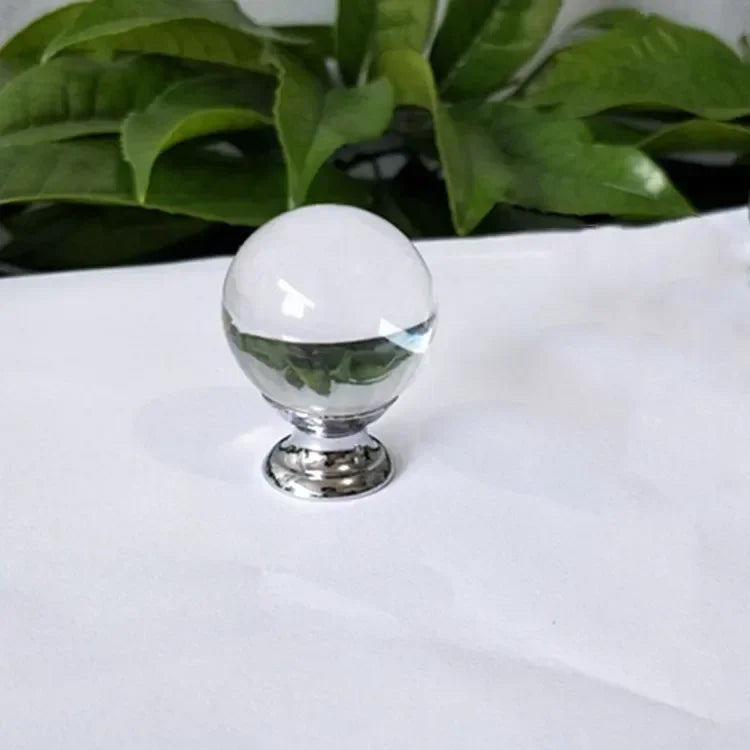 Clear Crystal Round Handles for Cabinets Door Hardware Furniture Pull Knobs Drawer Wardrobe Cupboard Kitchen Decor Oasis Select Transparent Dia.40mm