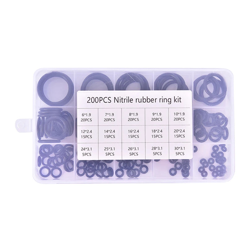 200Pcs/Set Rubber Round Gasket Sealing O Ring Set Elastic Oil Resist Washer Gaskets Seals For Faucet Professional Plumbing Repai Oasis Select