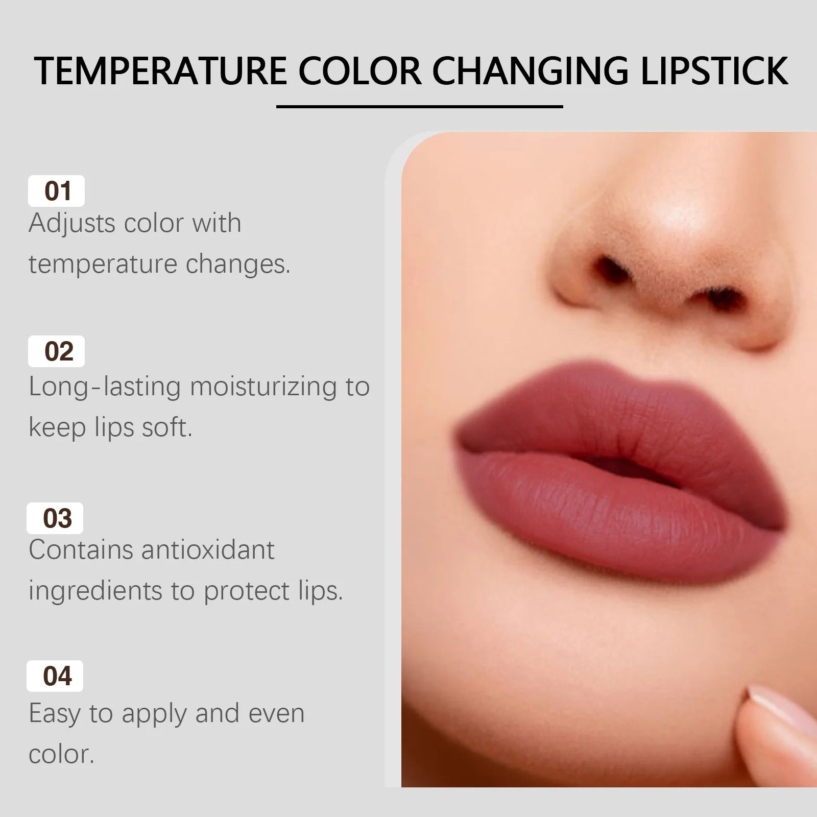 Obsidian Thermochromic Lipstick – Moisturizing Color-Change Lip Balm Thermochromic Lipstick Oasis Select