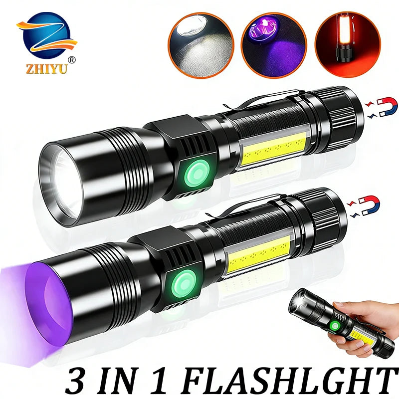 UV Light High Power Led Flashlight USB Rechargeable Camping Lantern Pets Urine Stains Black Light Led Ultraviolet Torch Lamp Oasis Select