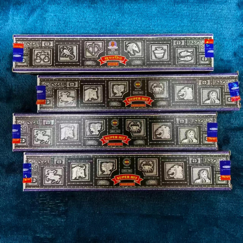 4 Boxes MONEY MATRIX Incense Sticks - Mixed Flavor Satya Handmade Sandalwood/Lavender/BLACK OPIUM/PALO SANTO/Super Hit/NAGCHAMPA Oasis Select Super Hit