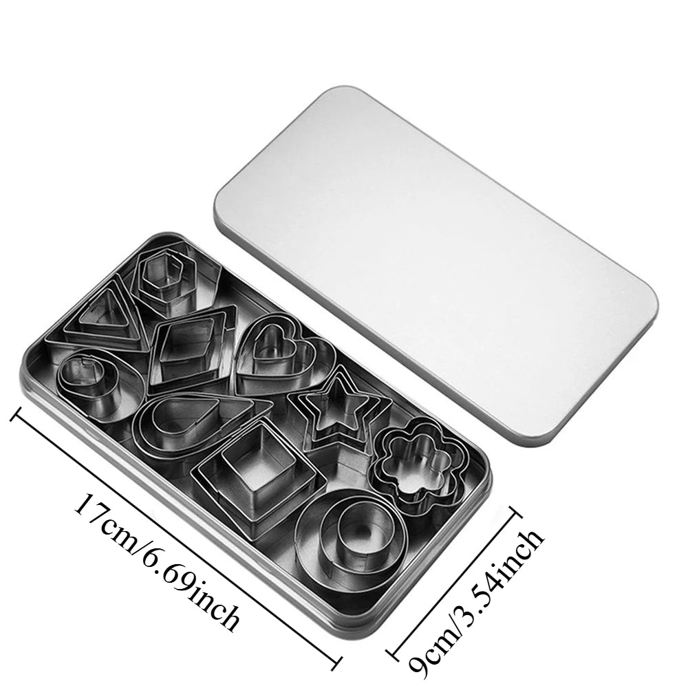 Stainless Steel Mini Cookie Mold Heart Pentagram Water Drop Cookie Cake Sugar Flipping and Fruit Cutting Artifact Oasis Select 30pcs