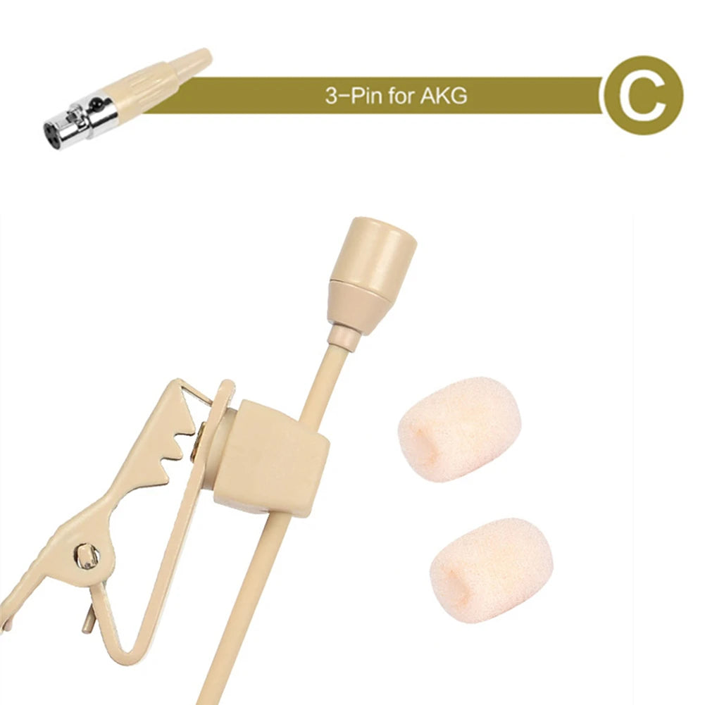 1PCS Beige Lavalier Lapel Clip Microphone 3.5mm 3-Pin 4-Pin XLR For Shure Wireless Mouthpiece Instrument Audio Microphone Oasis Select C