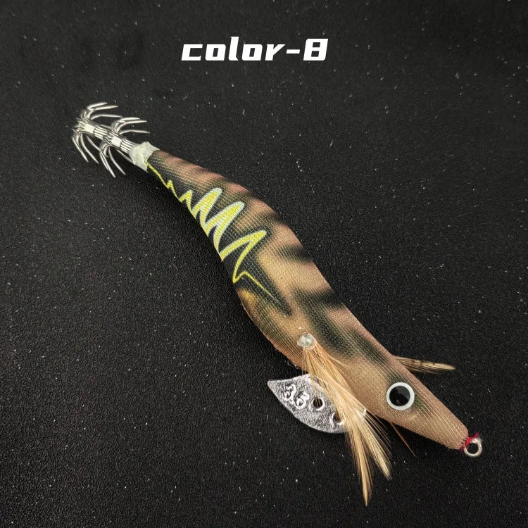 Multi-specification luminous beads wooden shrimp squid hook wooden shrimp set new lightning striped wooden shrimp squid hook exp Oasis Select Light Grey Lightning No. 3.5