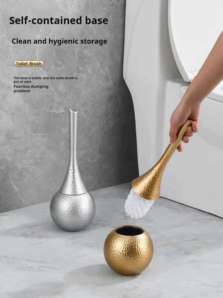 Plastic Luxury Gold Toilet Brush Set Replaceable Nylon Soft Bristle Brush Long Handle For WC Bathroom Accessories Cleaning Tools Oasis Select