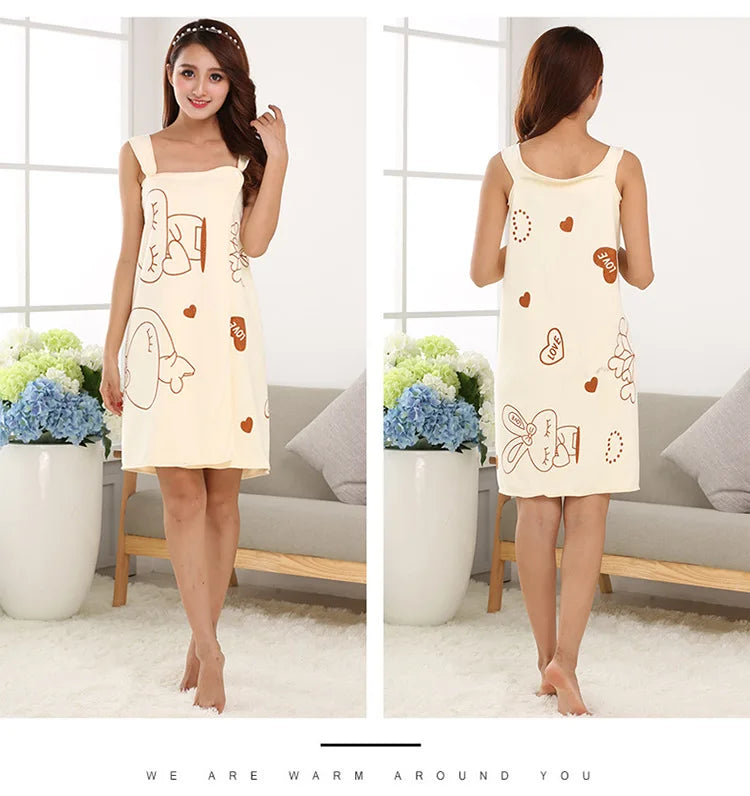 Variety wearable bath towel beauty salon microfiber cartoon print ladies sling bath skirt beach towel Oasis Select
