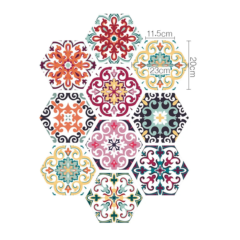 Stereoscopic simulation hexagonal self-adhesive ceramic tile decorative anti-skid coating twill film floor tile wall decor Oasis Select DB045 10pcs