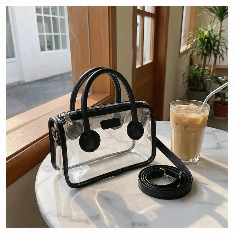 Transparent Jelly Shoulder Bag – Waterproof Square Crossbody Purse
