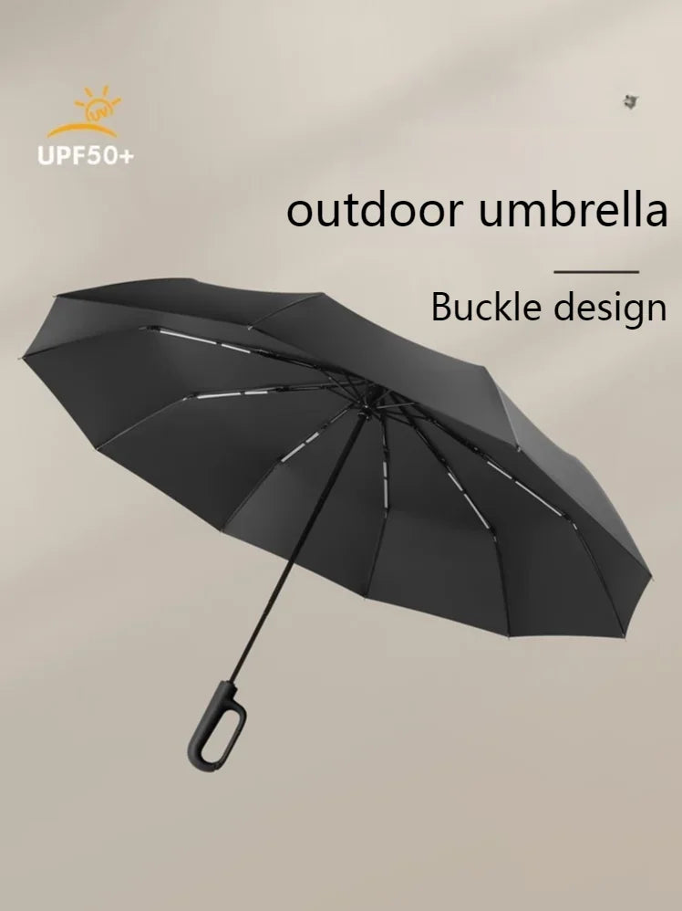 Fully Automatic Umbrella for Men And Women with Ring Buckle Design Large Rib Strong Sunshade Double Umbrella Folding Compact Oasis Select