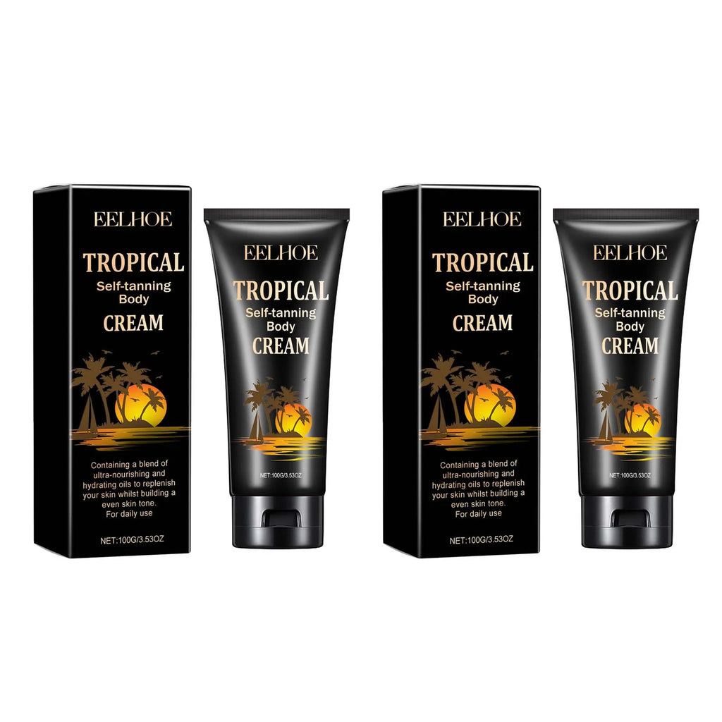Body Self-Tanning Cream Self Tanner Quick Tanning Accelerator Body Natural Bronzer Dark Wheat Color Moisturizing Fake Tan Cream Oasis Select 2 x 100g Boxed