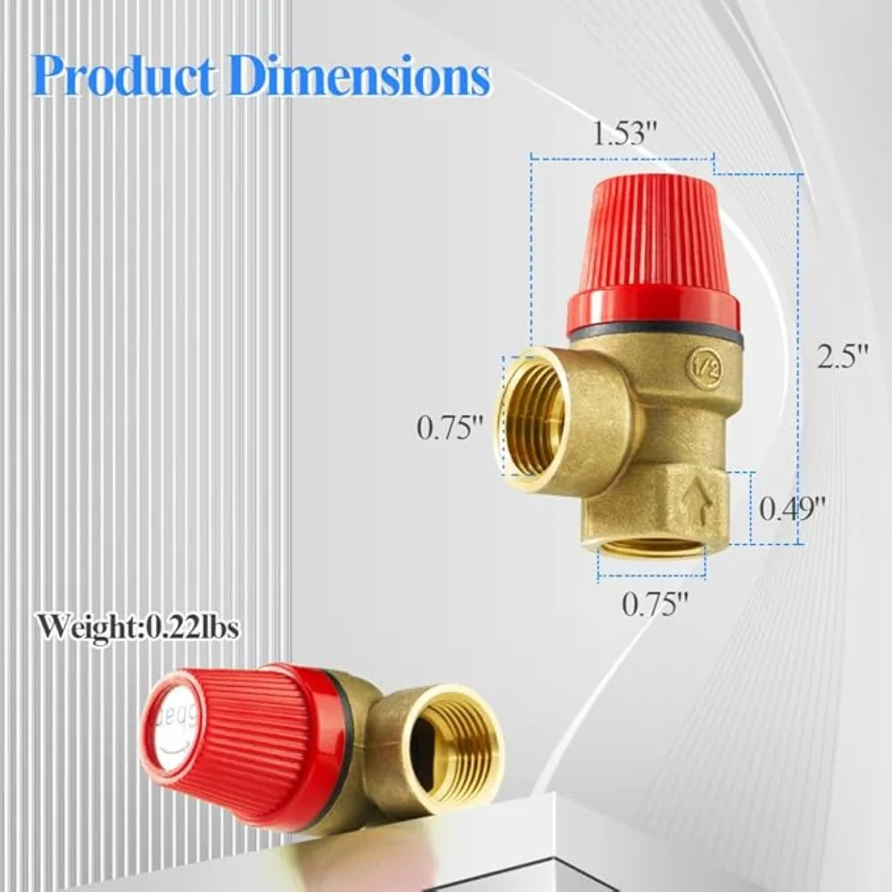 1pcs Brass Safety Valve Drain Relief Switch For Solar Water Heater Inner & Outer Wire Brass Safety Valve 1/2" 3/4" Oasis Select