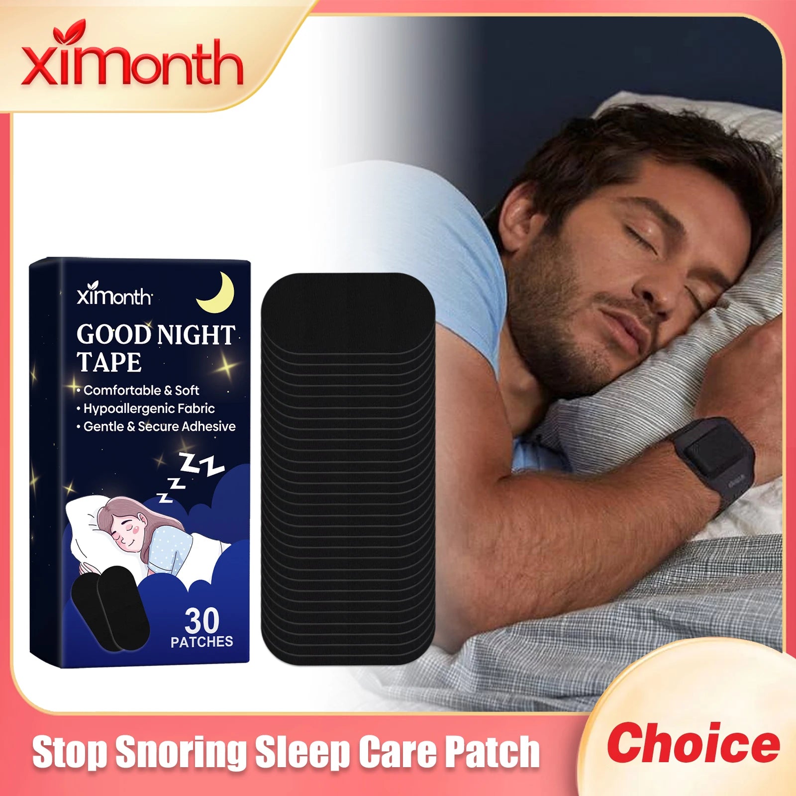 Ximonth Stop Snoring Sleep Care Patch Improve Breathing Helping Sleeping Easy Using Anti Snore Adult Mouth Correction Stickers Oasis Select
