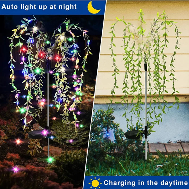 Solar-powered Simulated Willow Branch Tree Lights, String Lights, Outdoor Garden Full of Stars, and Ground-inserted Lawn Lights Oasis Select