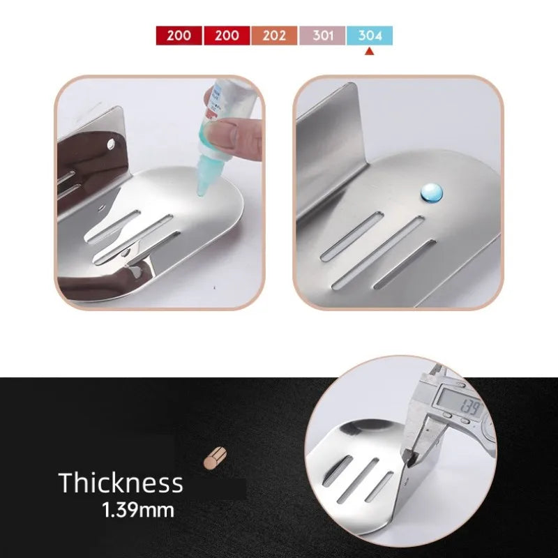 Stainless Steel Shower Soap Holder No Drilling Wall Mounted Soap Dish Sponge Storage Rack Shampoo Tray for Bathroom Organizers Oasis Select