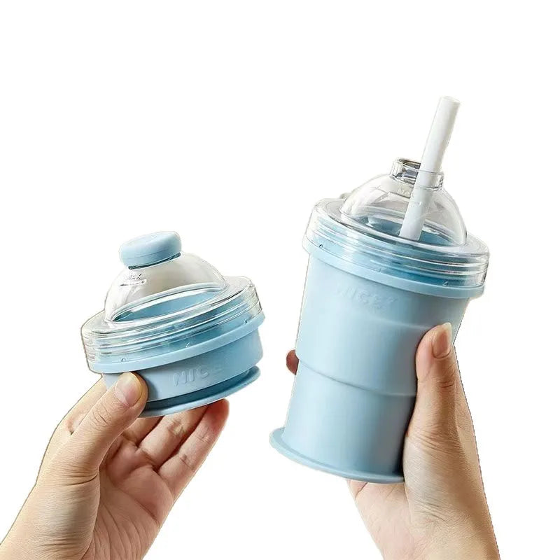 Portable Folding Hockey Puck Ice Cup – Creative Food-Grade Silicone Ice Cube Mold with Built-in Straw – Summer on-the-Go Tumbler Oasis Select