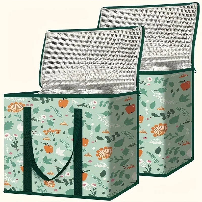 Large Reusable Grocery Bag - Keeps Food Hot/Cold for Hours, Durable Zipper Top, Spacious Interior with Storage Pockets Oasis Select
