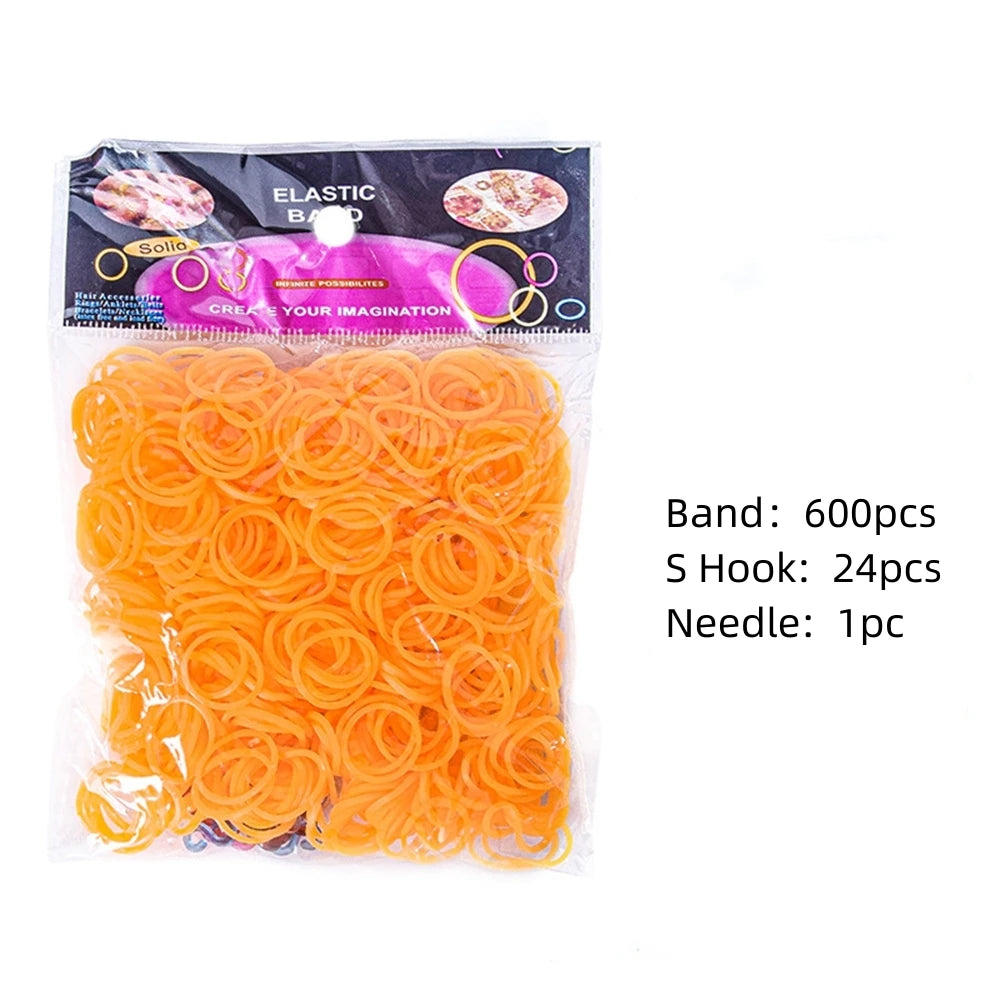 600pcs Loom Rubber Bands Kit Bracelet Making Kit for Kids Elastic Weaving Lacing DIY Crafting Gift Girl Oasis Select Orange