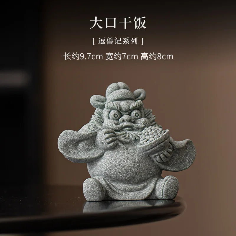Green Sand Stone Tianshi Zhongkui Tea Pet Ornament Home Indoor Incense Holder Office Desktop Decoration Accessories Oasis Select Insatiable Cravings