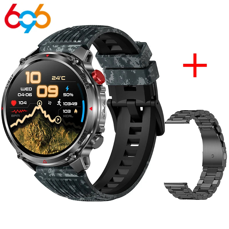 Smart Watches Waterproof Men BT Call Compass LED Flashlight Outdoor Smartwatch Health 100+ Sports Fitness 1100mAh Large Battery Oasis Select BKMCGNS a BK3M