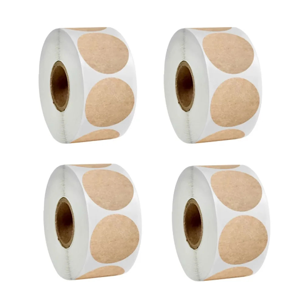 500 pcs / 1 roll ，kraft round self-adhesive label paper items classification name stickers personalized labels Oasis Select 4 roll