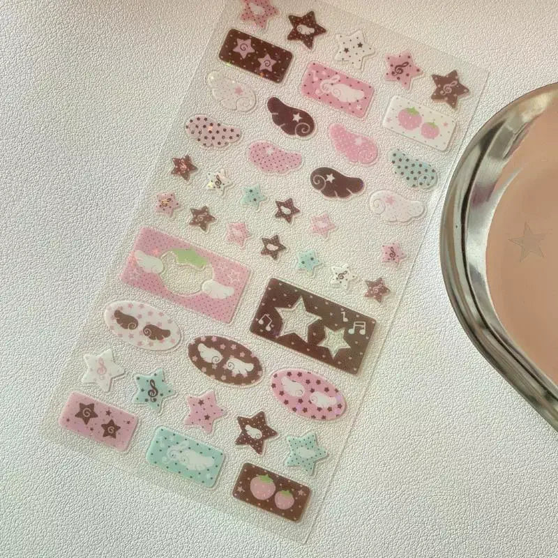 Musical Note & Strawberry Glitter Stickers | Cute DIY Decoration