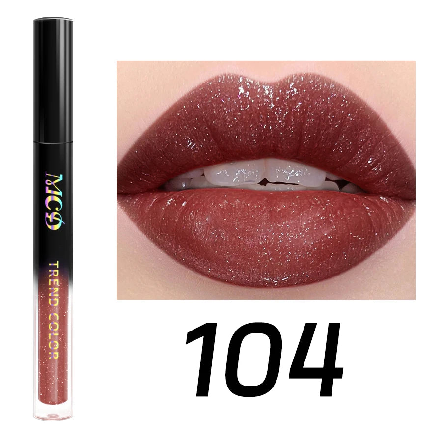 MCD 15-Shade Glitter Lip Gloss | Pearl Shimmer Liquid Lipstick
