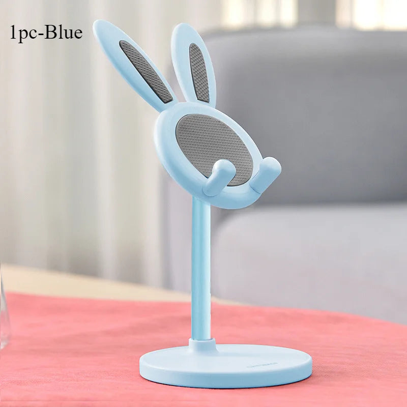 The cute Rabbit mobile phone stand desktop can lift and adjust the desktop phone accessories phone stand phone grip Oasis Select 1pc-Blue