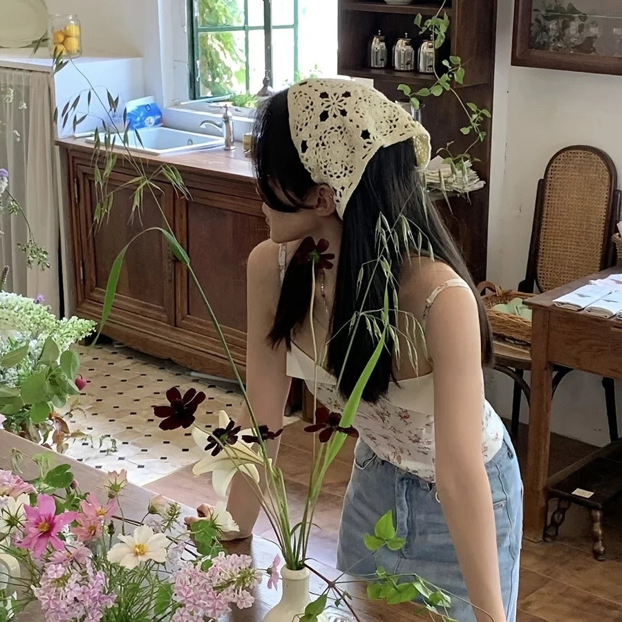Hand-woven Triangular Scarf Hair Accessory for Spring and Summer, Sweet and Cute, Bohemian Artistic Style Headband Oasis Select