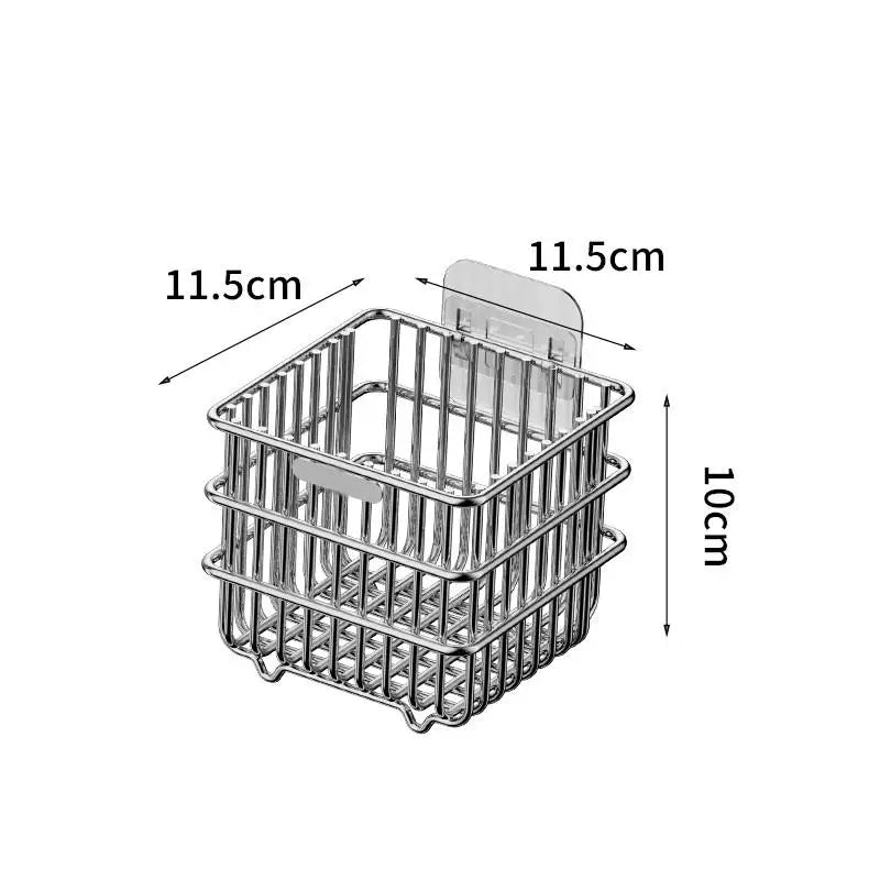 Punch-Free Wall Hanging Kitchen Shelf Storage Rack for Onion Ginger Garlic Condiments Spices Vegetables Fruits with Drain Basket Oasis Select Square S